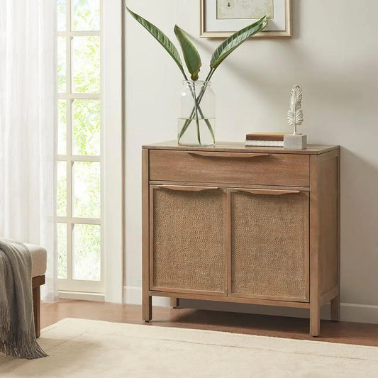 Palisades 2 Door Woven Accent Chest Natural Olliix.com