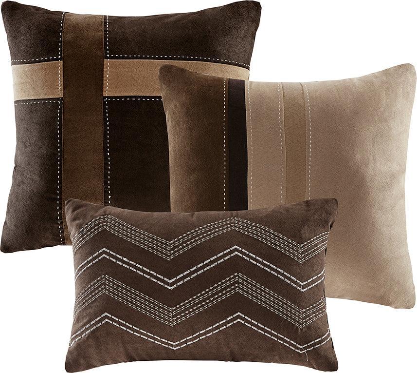 Palisades California King 7 Piece Faux Suede Comforter Set Brown Olliix.com