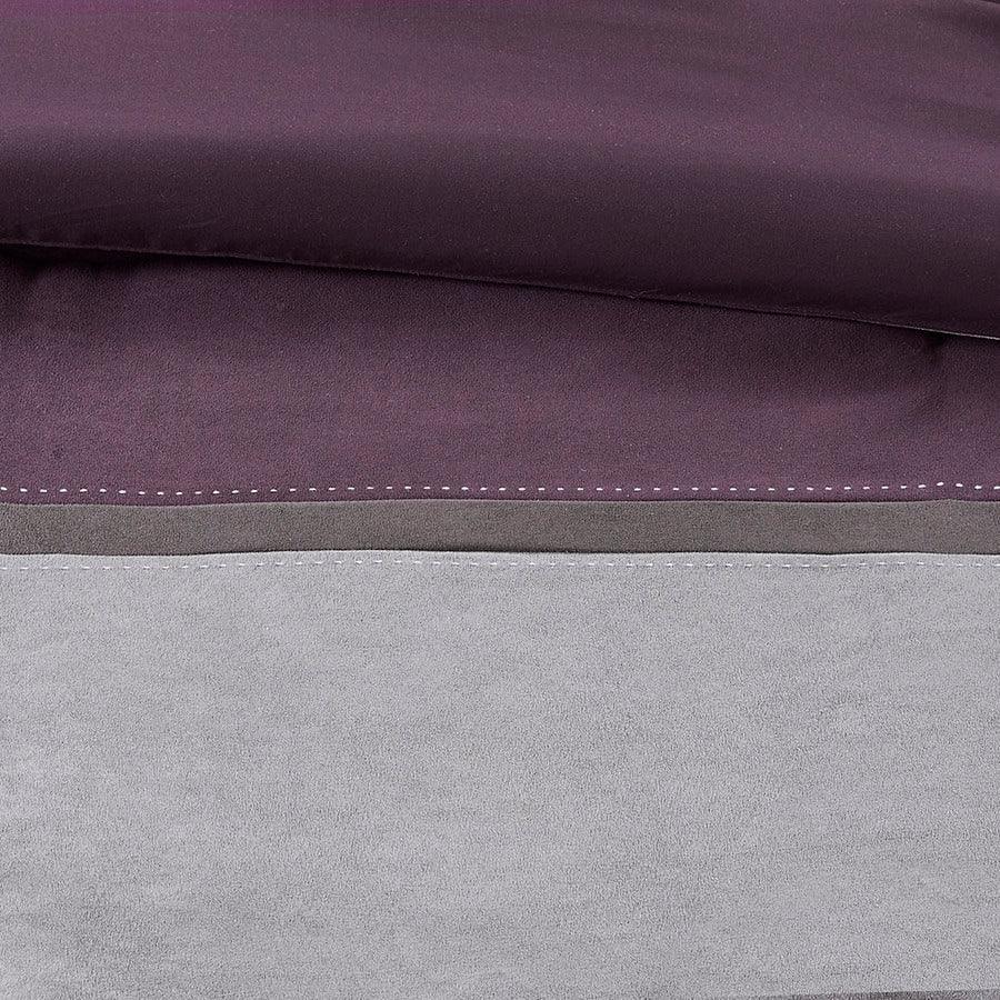 Palisades King 7 Piece Faux Suede Comforter Set Purple Olliix.com