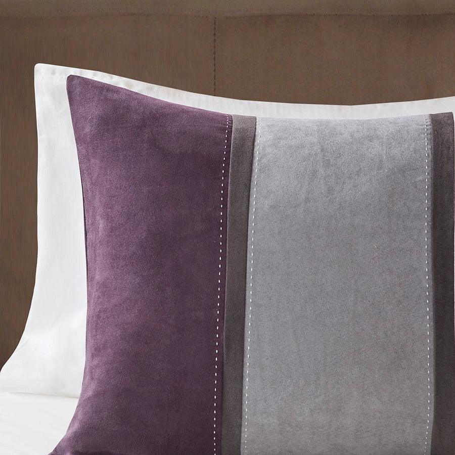 Palisades King 7 Piece Faux Suede Comforter Set Purple Olliix.com