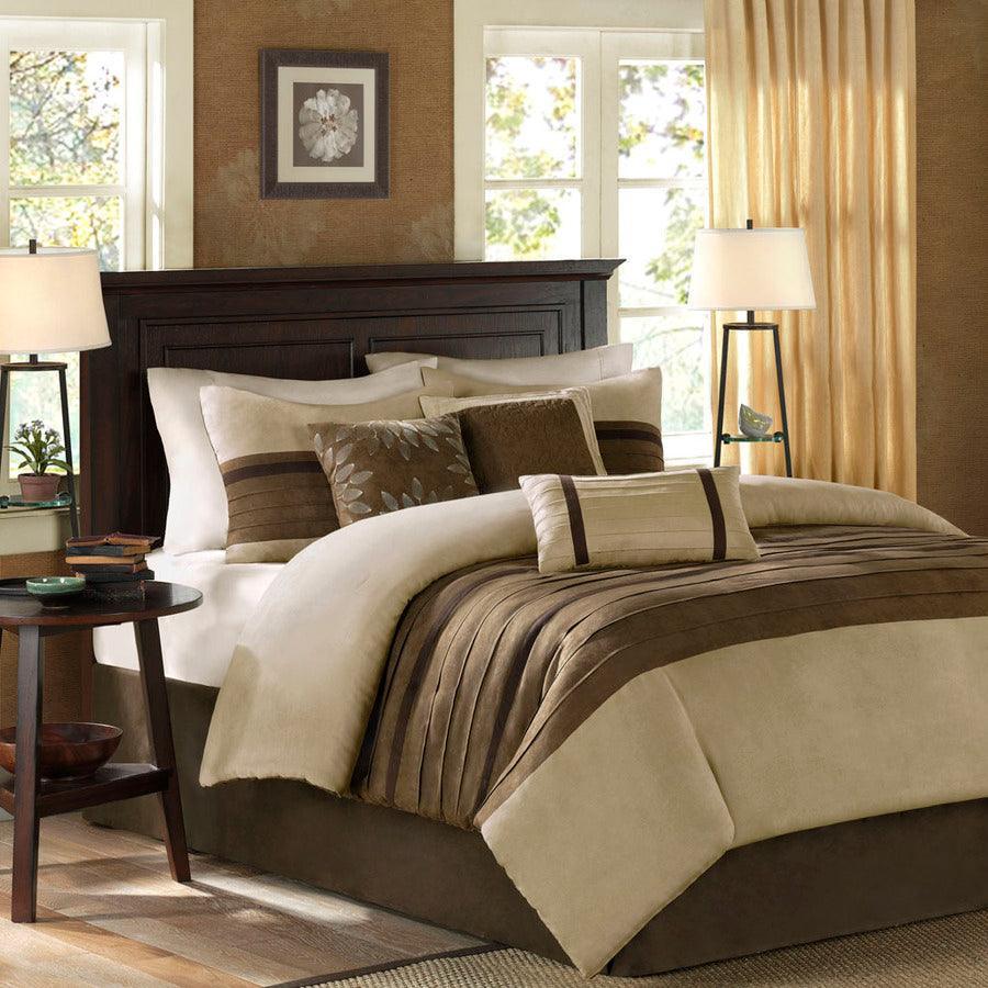 Palmer 20 " D 7 Piece Comforter Set Natural Queen Olliix.com