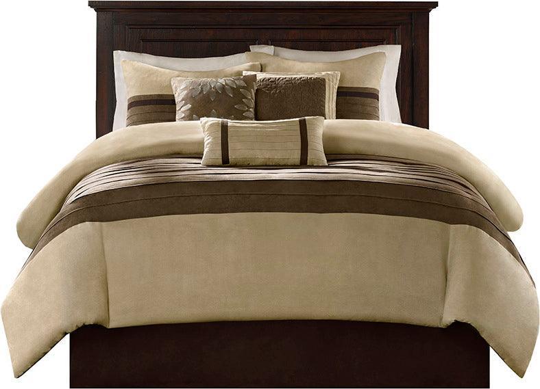 Palmer 20 " D 7 Piece Comforter Set Natural Queen Olliix.com