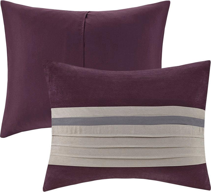 Palmer Luxury 7 Piece Comforter Set Purple Cal King Olliix.com