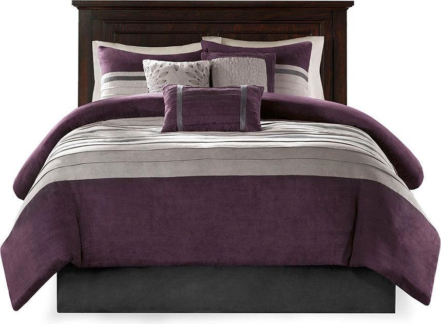 Palmer Luxury 7 Piece Comforter Set Purple Cal King Olliix.com