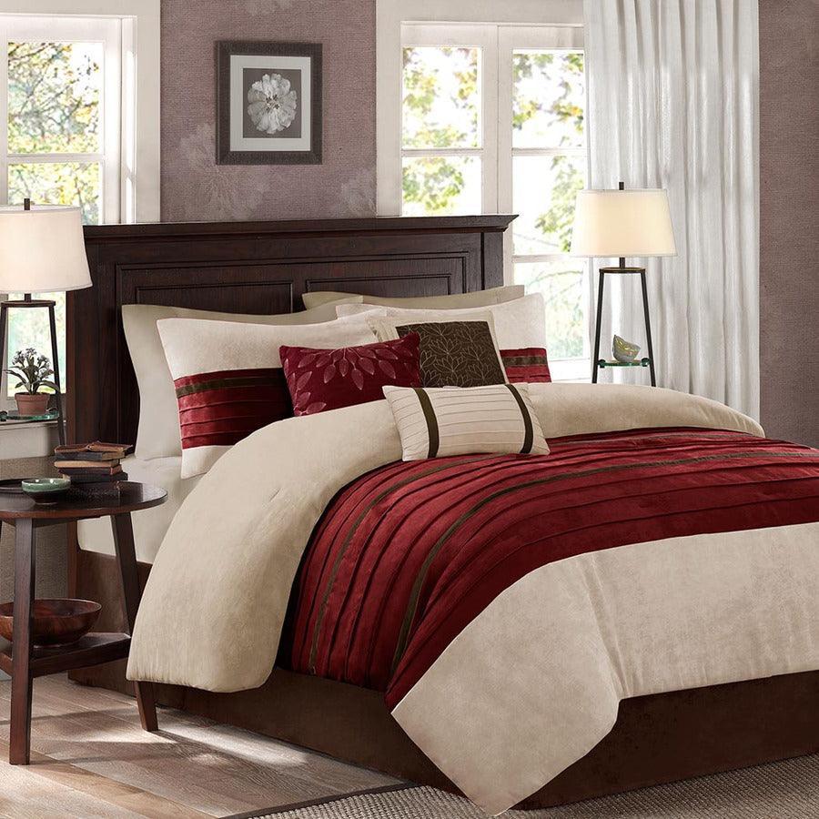 Palmer Shabby Chic 7 Piece Comforter Set Red Cal King Olliix.com