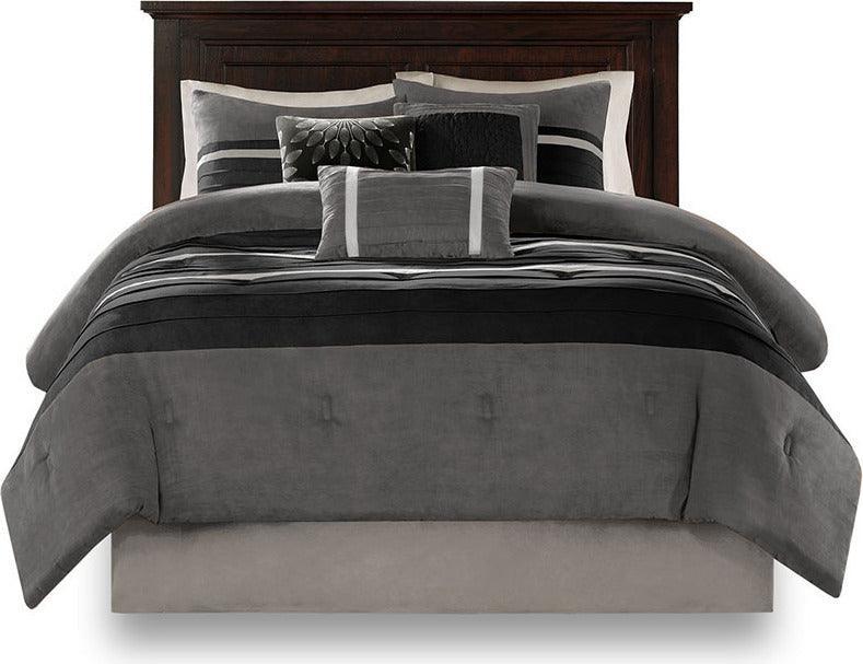 Palmer Transitional 7 Piece Comforter Set Black Queen Olliix.com