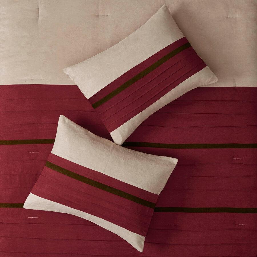 Palmer Transitional 7 Piece Comforter Set Red King Olliix.com