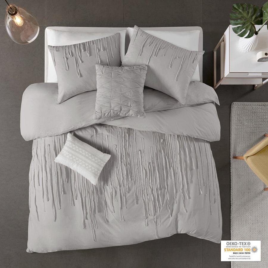 Paloma Modern Cotton Duvet Cover Set Full/Queen Gray Olliix.com