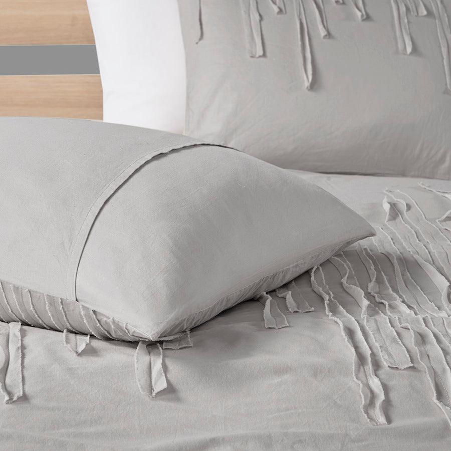 Paloma Modern Cotton Duvet Cover Set Full/Queen Gray Olliix.com