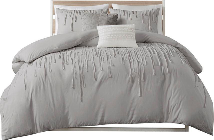 Paloma Modern Cotton Duvet Cover Set Full/Queen Gray Olliix.com