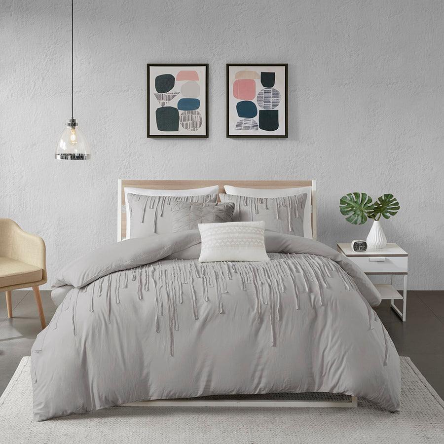 Paloma Modern Cotton Duvet Cover Set Full/Queen Gray Olliix.com