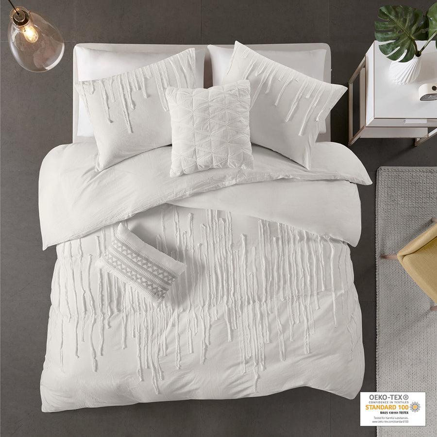 Paloma Modern Cotton Duvet Cover Set Twin/TXL Ivory Olliix.com