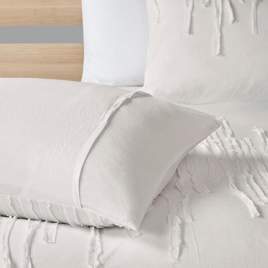 Paloma Modern Cotton Duvet Cover Set Twin/TXL Ivory Olliix.com