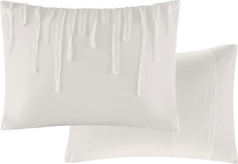 Paloma Modern Cotton Duvet Cover Set Twin/TXL Ivory Olliix.com