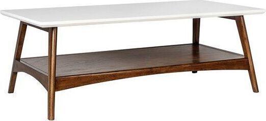 Parker Coffee Table Off-White & Pecan Olliix.com