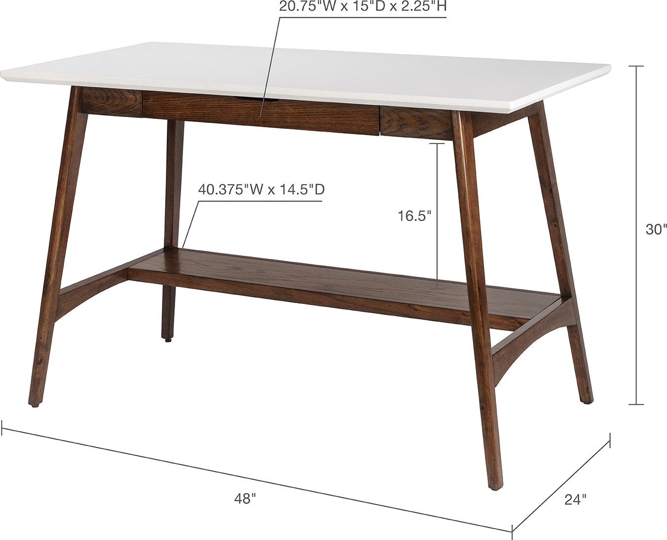 Parker Desk Off-White & Pecan Olliix.com