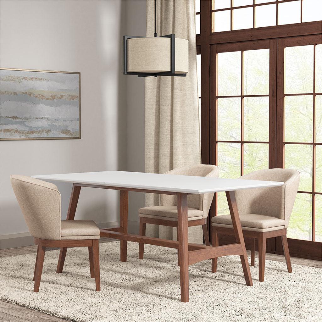 Parker Dining Table Off-White & Pecan Olliix.com