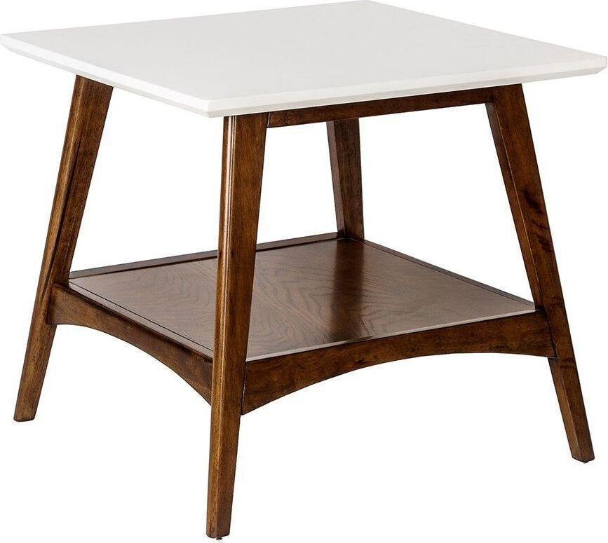 Parker End Table Off White & Pecan Olliix.com