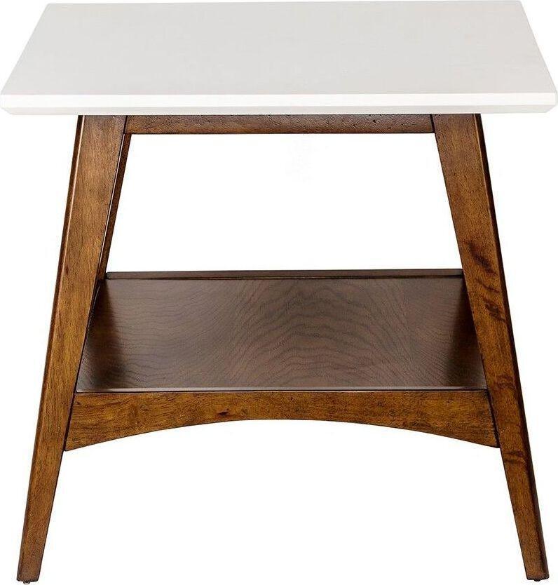 Parker End Table Off White & Pecan Olliix.com