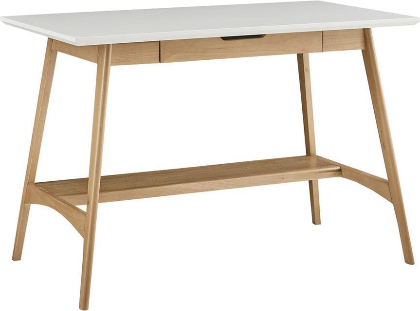 Parker Mid-Century Desk 48" x 24" x 30" Off-White & Natural Olliix.com