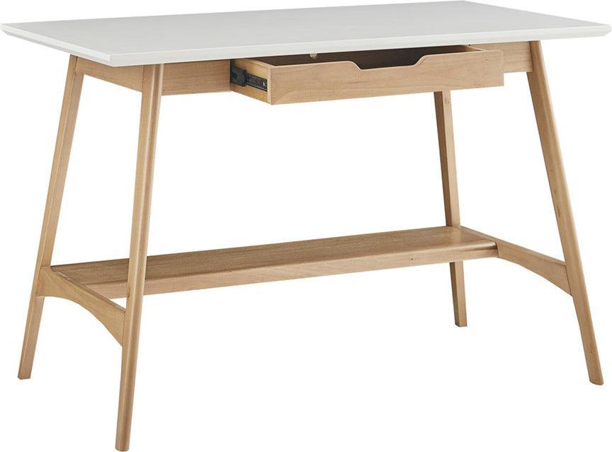 Parker Mid-Century Desk 48" x 24" x 30" Off-White & Natural Olliix.com