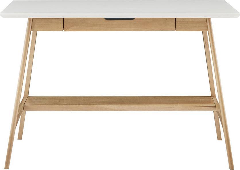 Parker Mid-Century Desk 48" x 24" x 30" Off-White & Natural Olliix.com