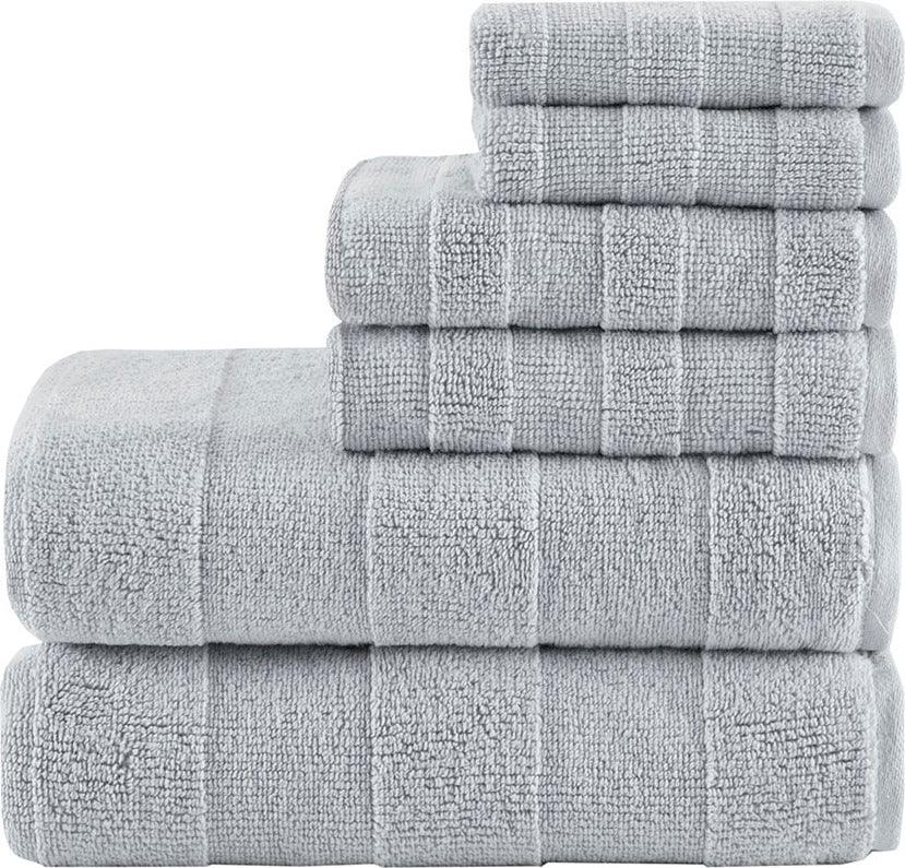 Parker Textured Solid Stripe 600GSM Cotton Bath Towel 6PC Set Ivory Olliix.com