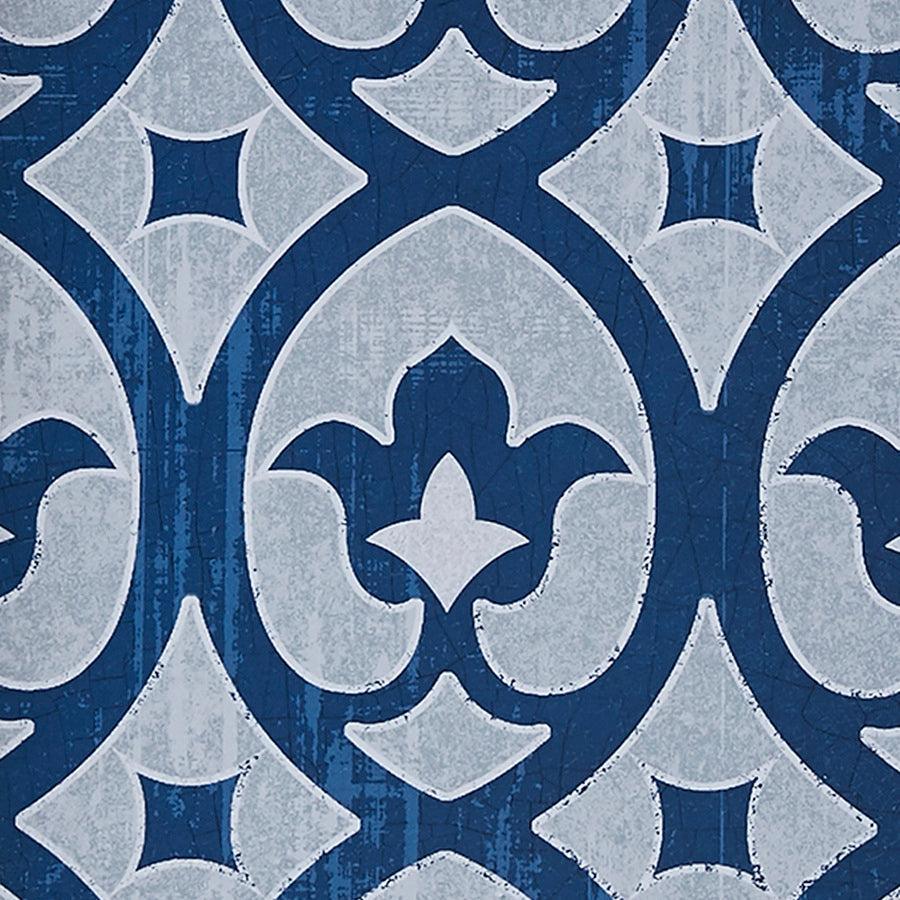 Patterned Tiles Paper Printed with Gel Coat and Framed Wall Decor 3 Piece Set Navy Olliix.com