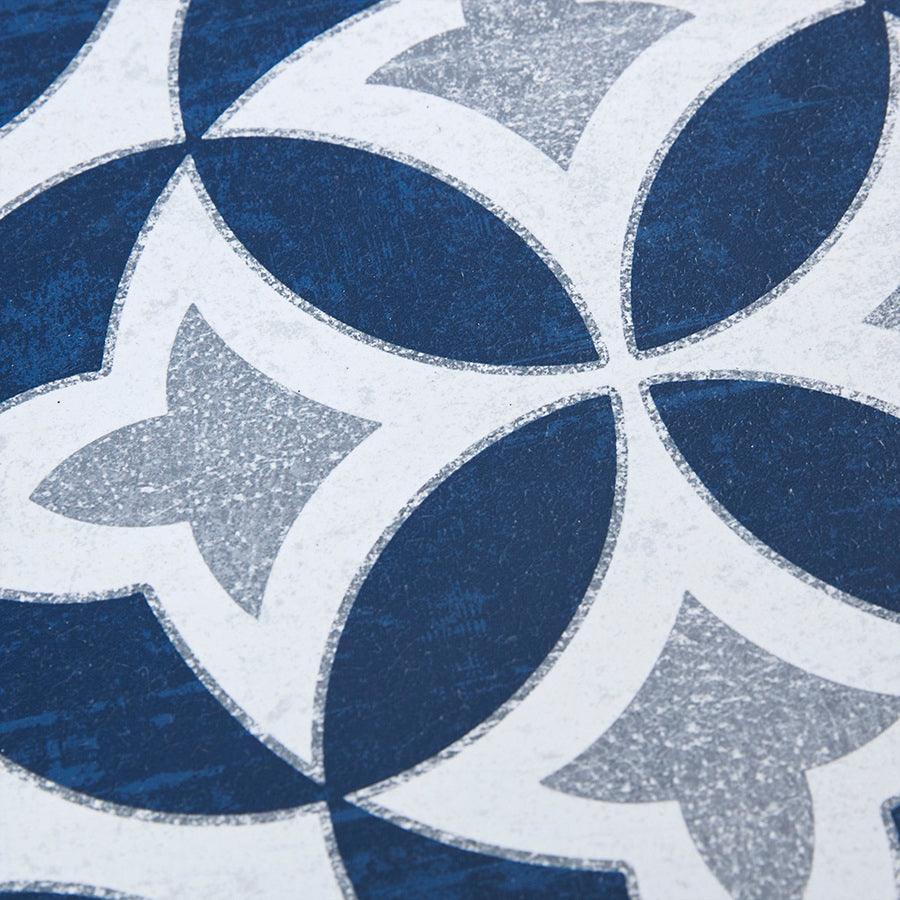 Patterned Tiles Paper Printed with Gel Coat and Framed Wall Decor 3 Piece Set Navy Olliix.com