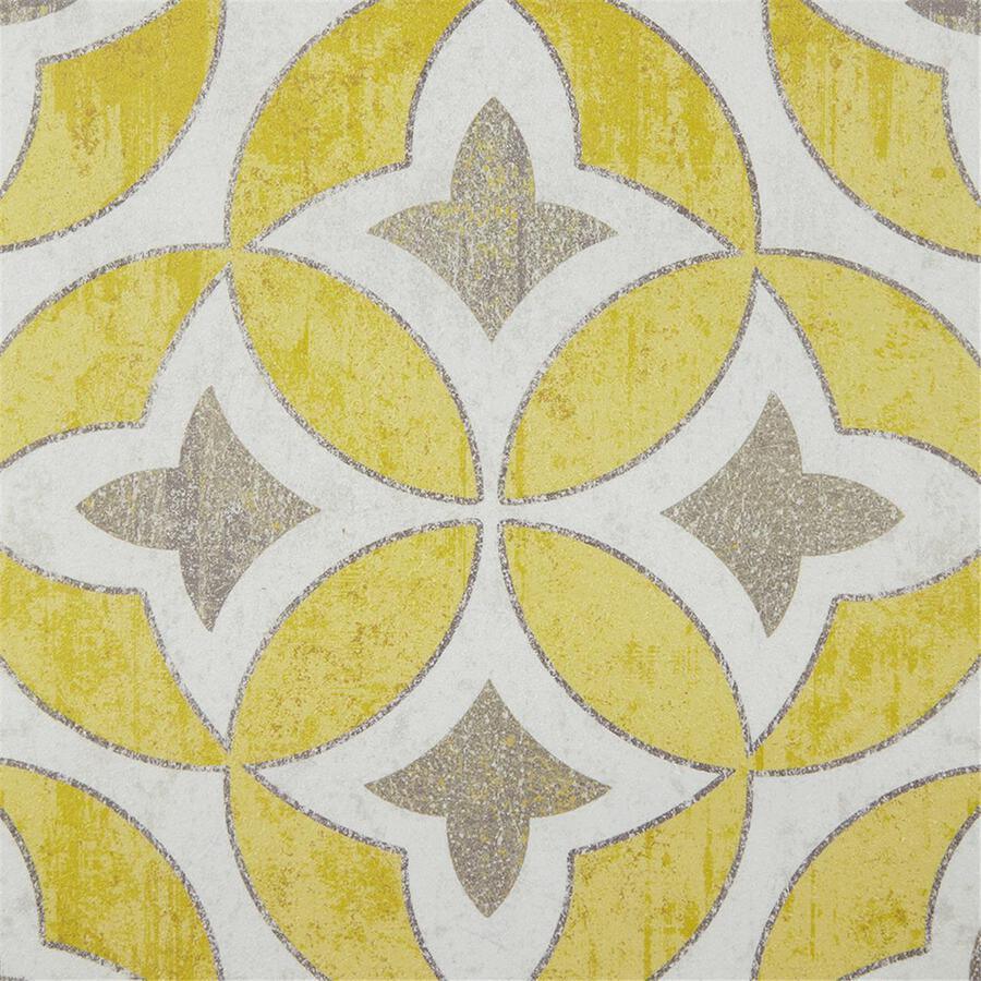 Patterned Tiles Paper Printed with Gel Coat and Framed Wall Decor 3 Piece Set Yellow Olliix.com