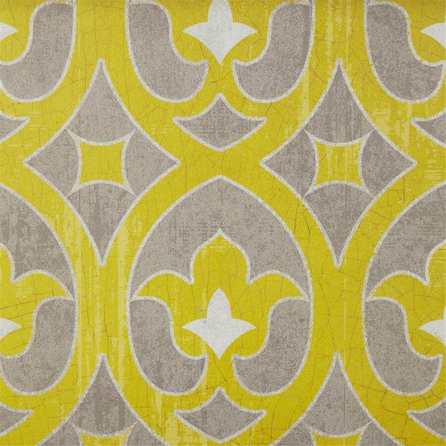 Patterned Tiles Paper Printed with Gel Coat and Framed Wall Decor 3 Piece Set Yellow Olliix.com