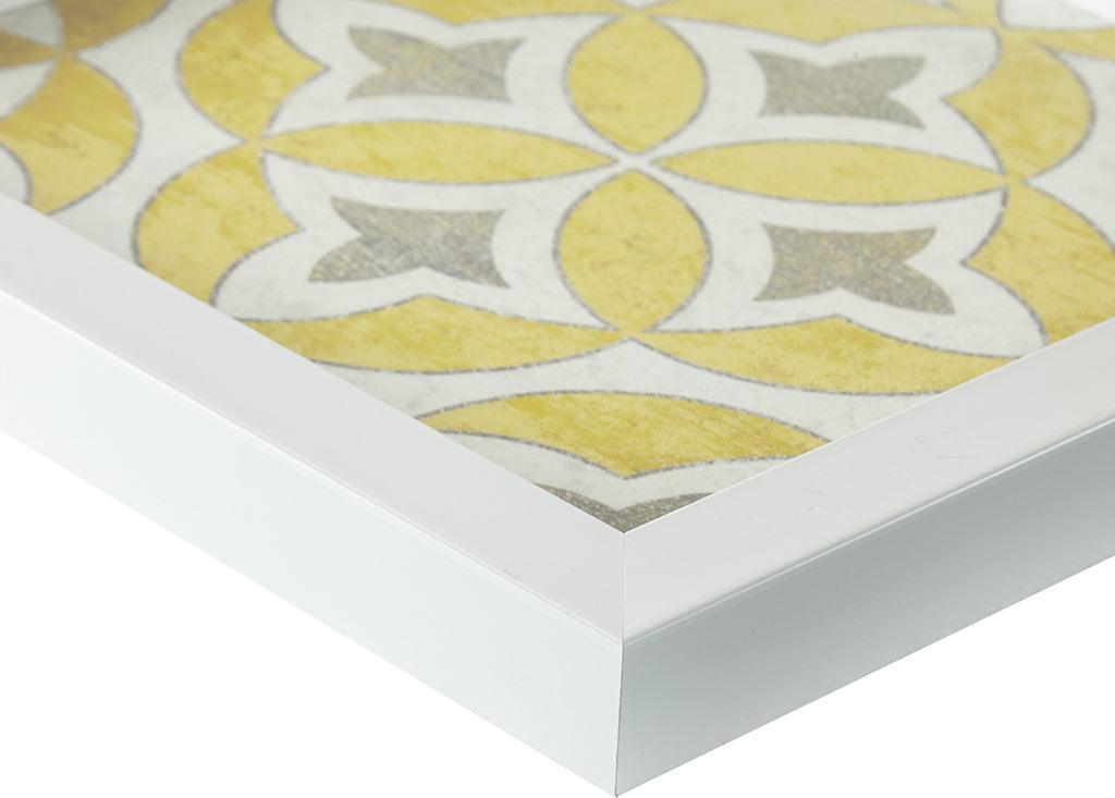 Patterned Tiles Paper Printed with Gel Coat and Framed Wall Decor 3 Piece Set Yellow Olliix.com