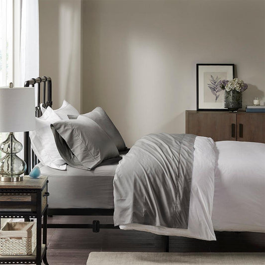 Peached Percale Cal King Sheet Set Gray Olliix.com