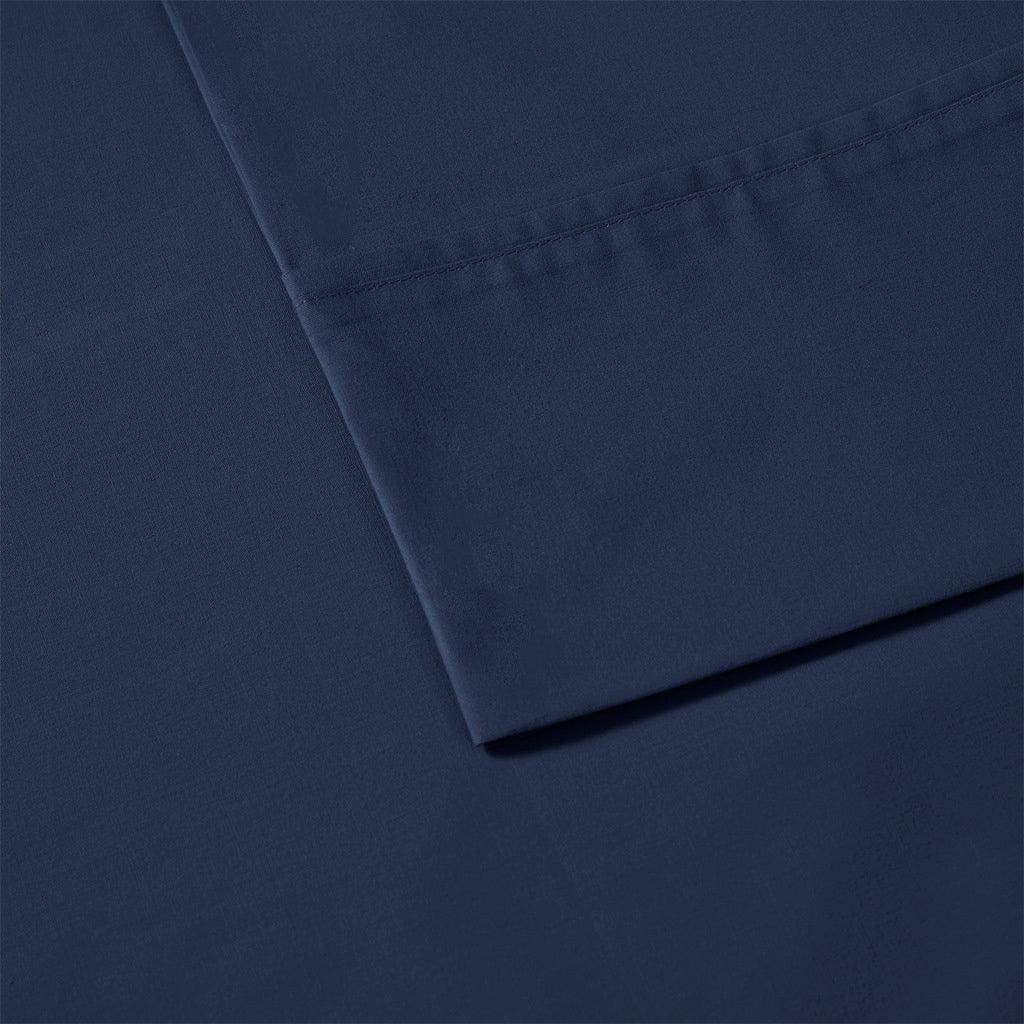 Peached Percale Cal King Sheet Set Navy Olliix.com