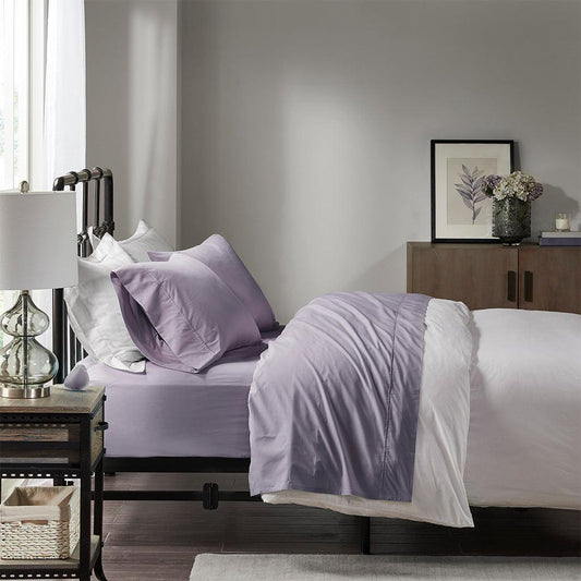 Peached Percale Cal King Sheet Set Purple Olliix.com