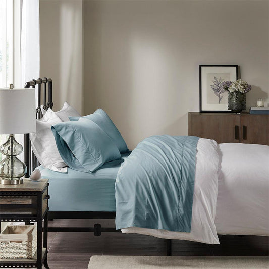 Peached Percale Cal King Sheet Set Teal Olliix.com