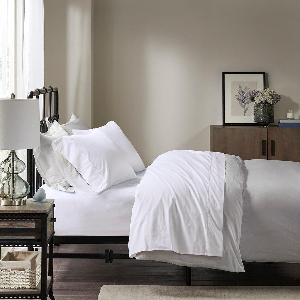 Peached Percale Cal King Sheet Set White Olliix.com