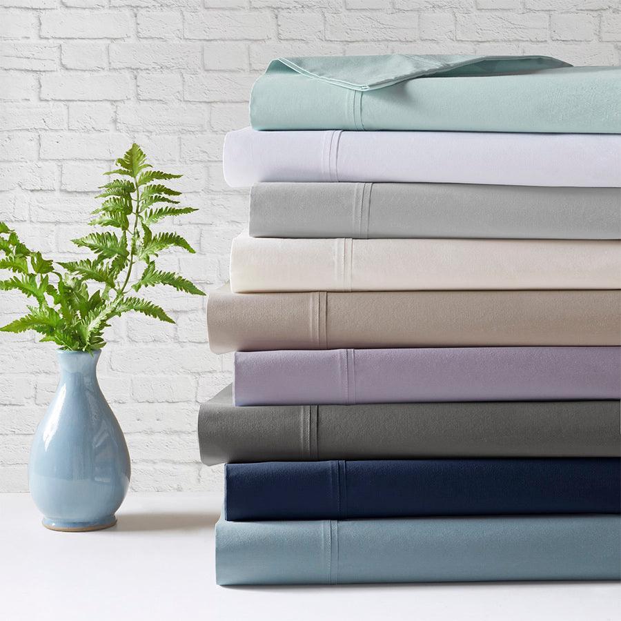 Peached Percale Cotton Sheet Set King Purple Olliix.com