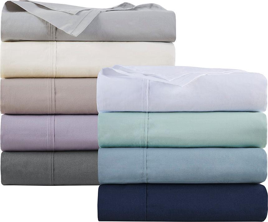 Peached Percale Cotton Sheet Set King Purple Olliix.com