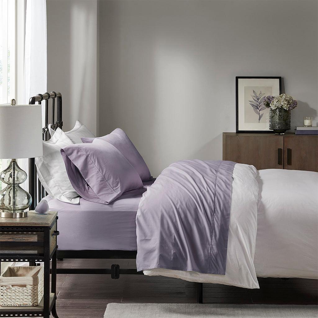 Peached Percale Full Sheet Set Purple Olliix.com