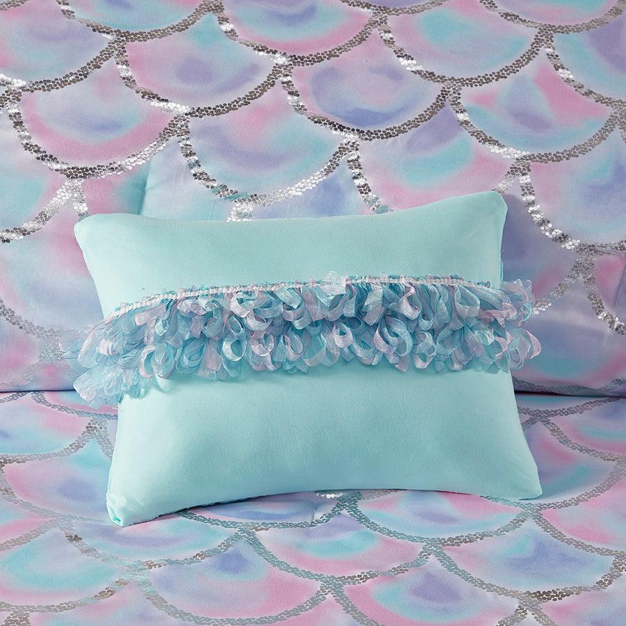 Pearl Metallic Printed Reversible 20 " D Comforter Set Aqua & Purple Full/Queen Olliix.com