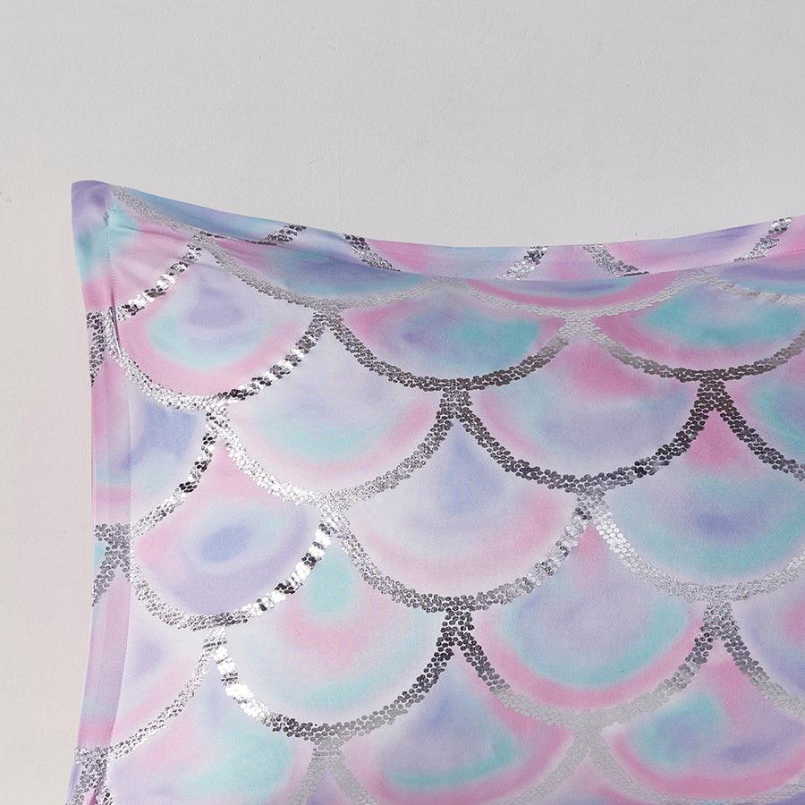 Pearl Metallic Printed Reversible 20 " D Comforter Set Aqua & Purple Full/Queen Olliix.com