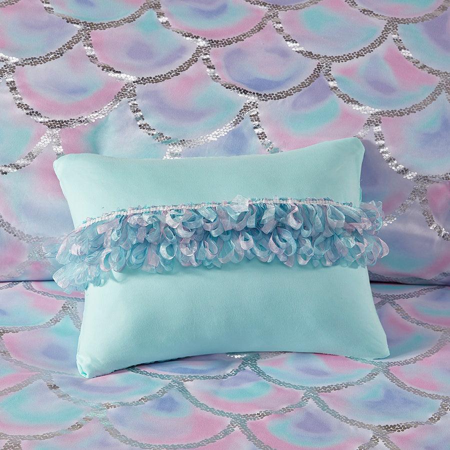 Pearl Twin/Twin XL Metallic Printed Reversible Duvet Cover Set Aqua & Purple Olliix.com