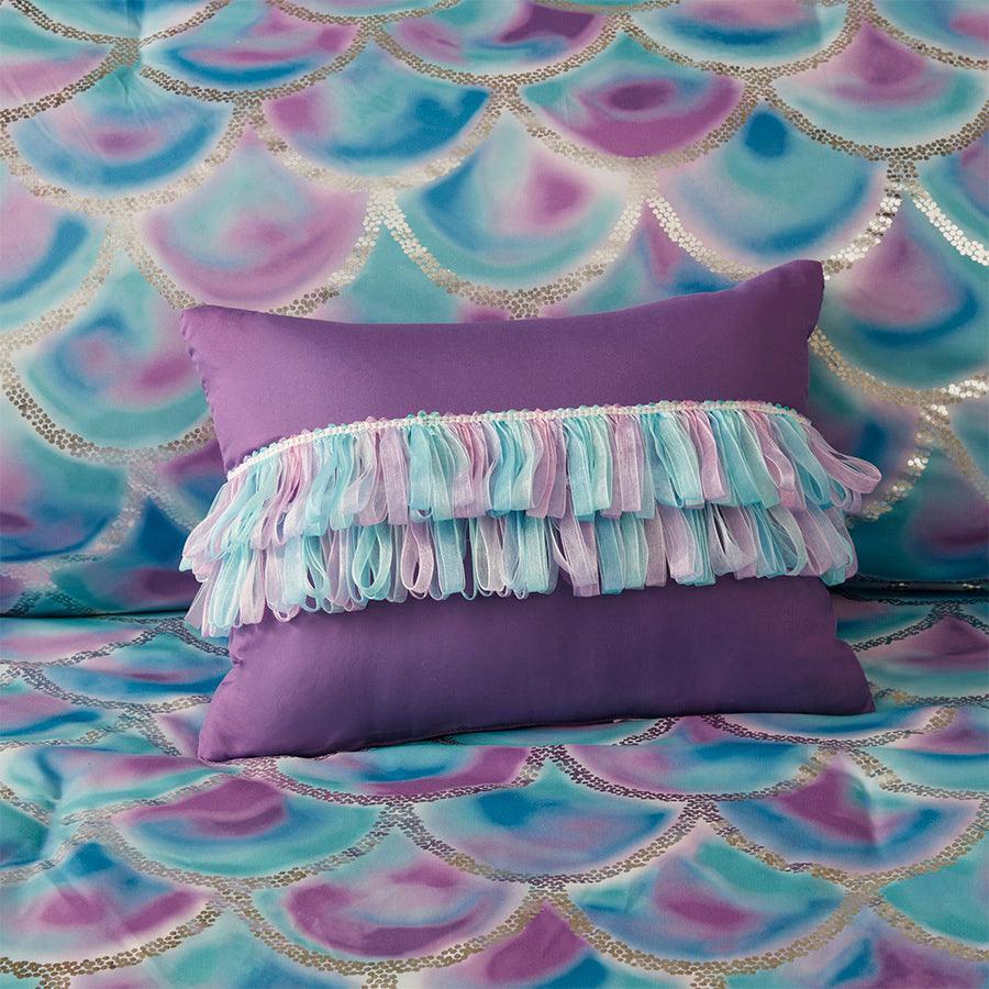 Pearl Twin/Twin XL Metallic Printed Reversible Duvet Cover Set Teal & Purple Olliix.com