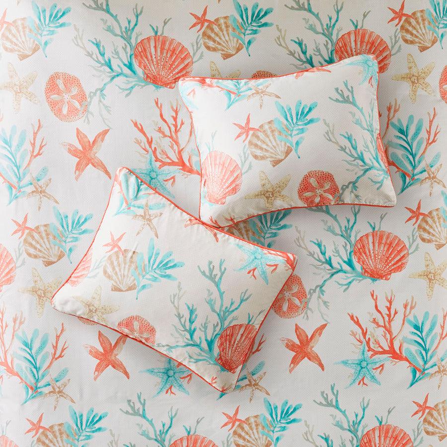 Pebble Coastal| Beach 6 Piece Duvet Cover Set Full/Queen Coral Olliix.com