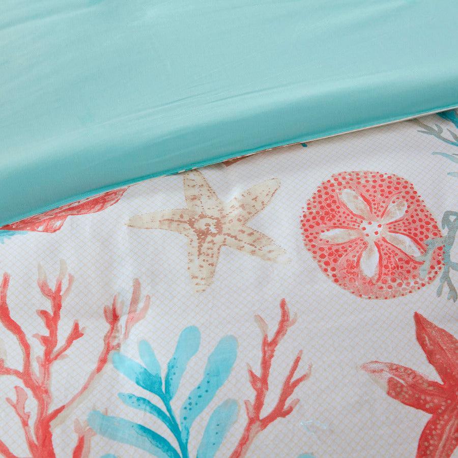 Pebble Coastal| Beach 6 Piece Duvet Cover Set Full/Queen Coral Olliix.com