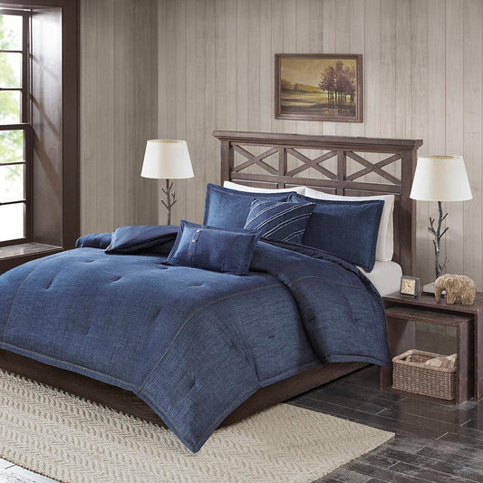 Perry Casual Oversized Denim Comforter Set Blue Twin/Twin XL Olliix.com