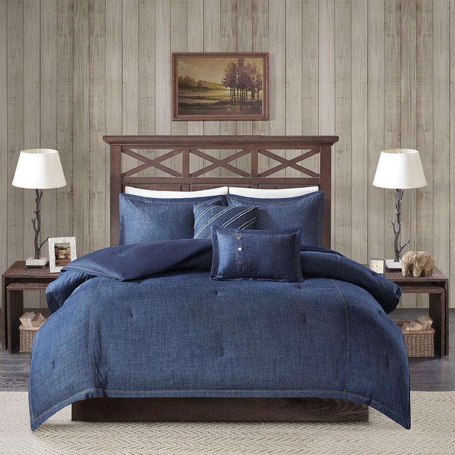 Perry Casual Oversized Denim Comforter Set Blue Twin/Twin XL Olliix.com