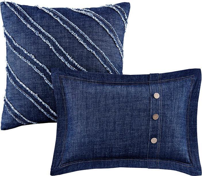 Perry Full Oversized Denim Comforter Set Blue Olliix.com