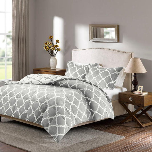 Peyton 20 " D Reversible Plush Comforter Mini Set Gray Twin Olliix.com